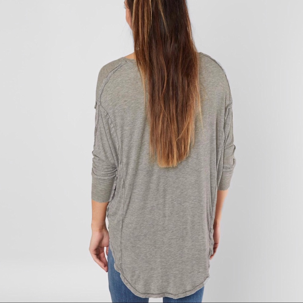 Free People Golden Gate 3/4 Sleeve V-Neck Grey S - Picture 3 of 3